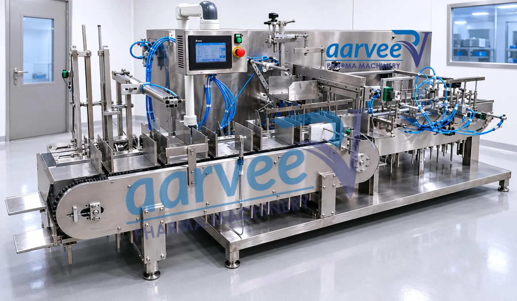 Horizontal cartoning machine configured for pouches