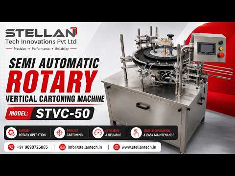Semi Automatic Rotary Cartoning Machine | Vertical Cartoner | Cartonator Machine | STVC-50 video thumbnail