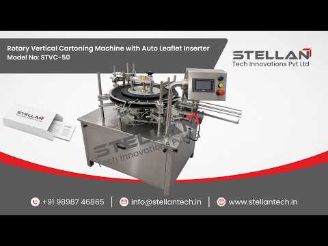 Rotary Vertical Cartoning Machine with Auto Leaflet Inserter | STVC-50 | Vertical Cartoner video thumbnail