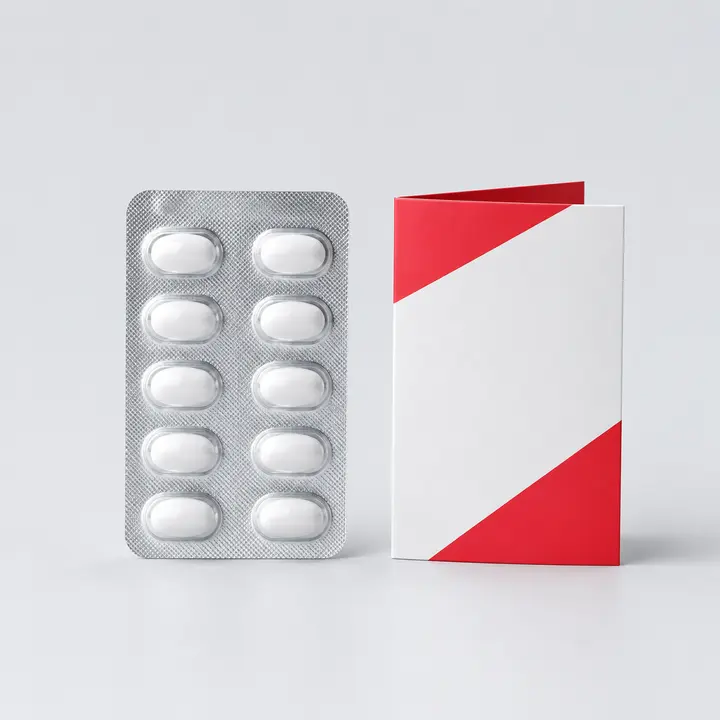Tablet blister pack with a folded promotional insert for combined cartoning