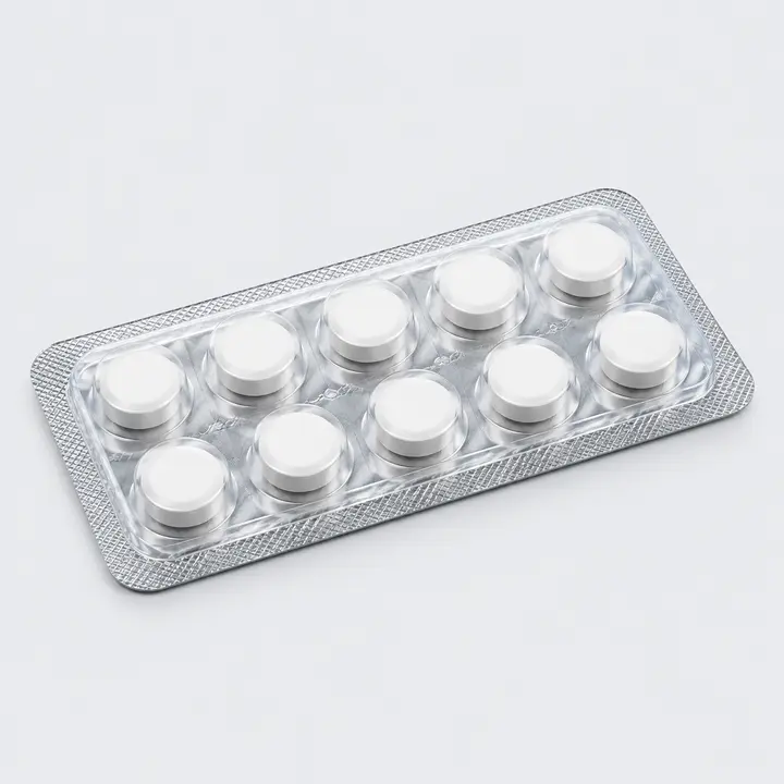 Clear PVC tablet blister pack with aluminium lidding foil for automatic blister cartoning