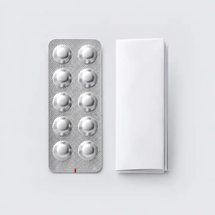 Pharmaceutical strip pack with a folded leaflet prepared for automatic carton insertion