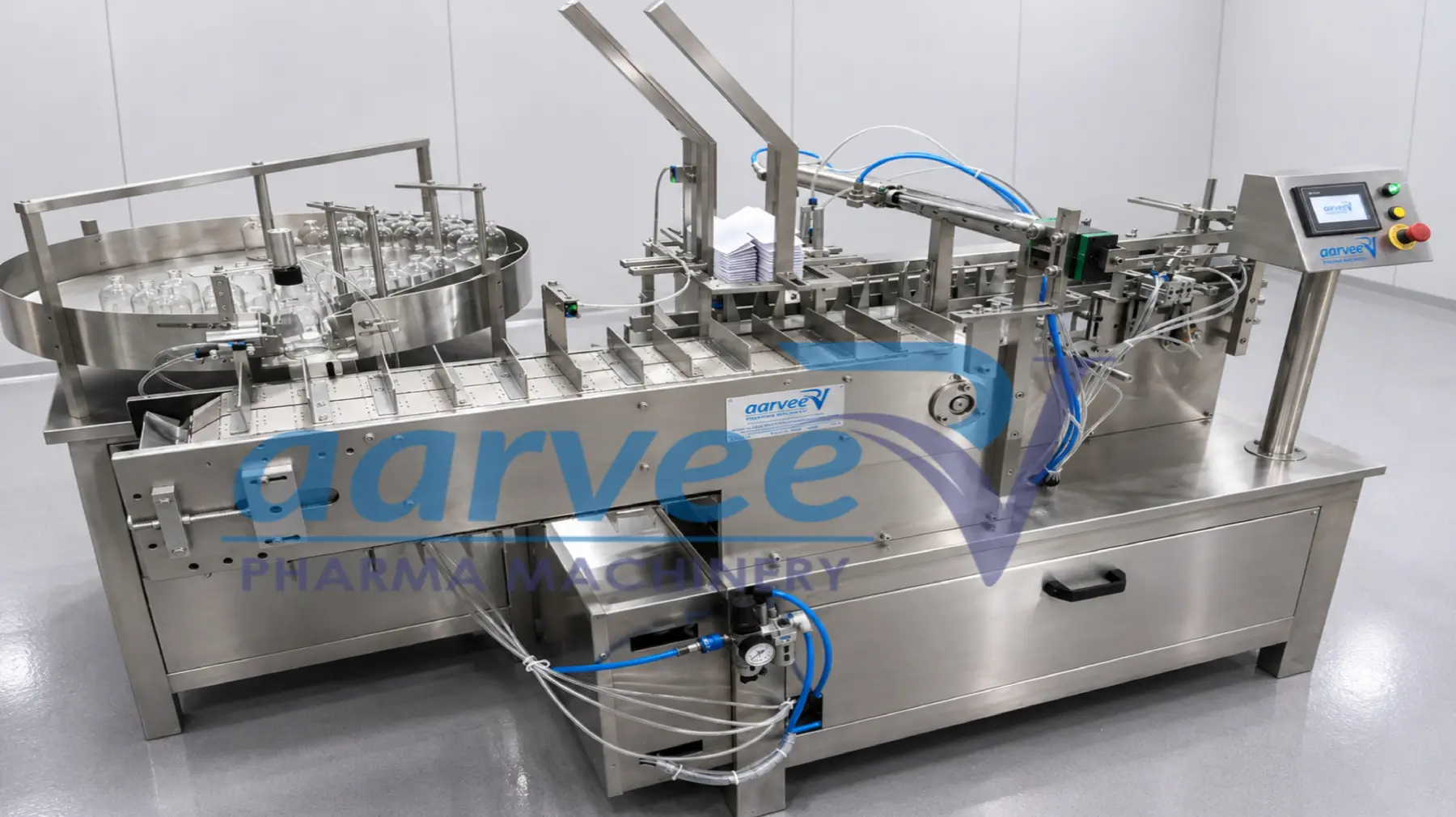 Compact horizontal cartoning machine configured from approved product and carton samples